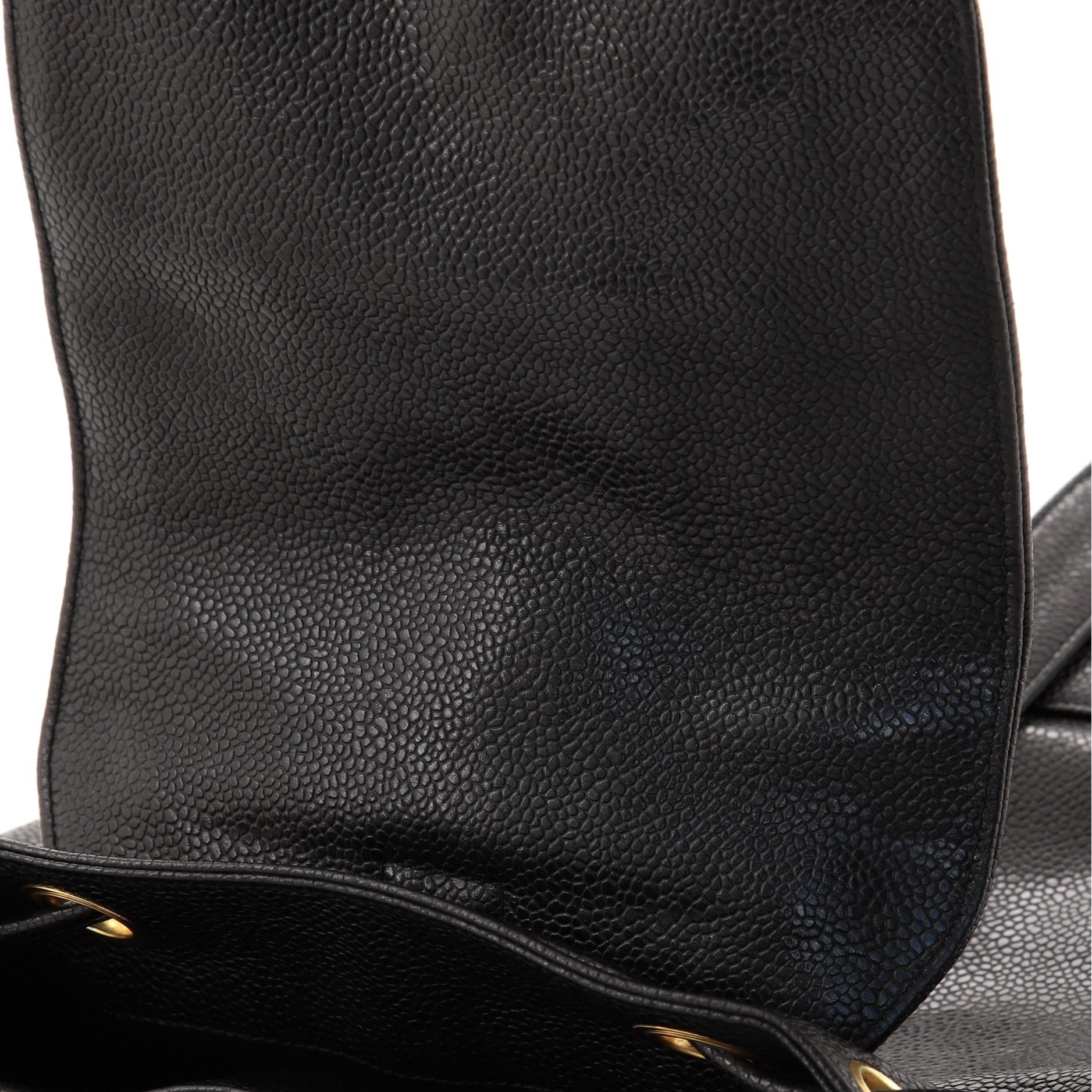 Chanel Vintage Schwarz Kaviar Leder zeitlose Sling Bag 2