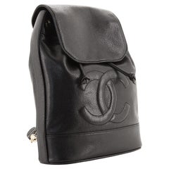 Chanel Vintage Black Caviar Leather Timeless Small Sling Bag