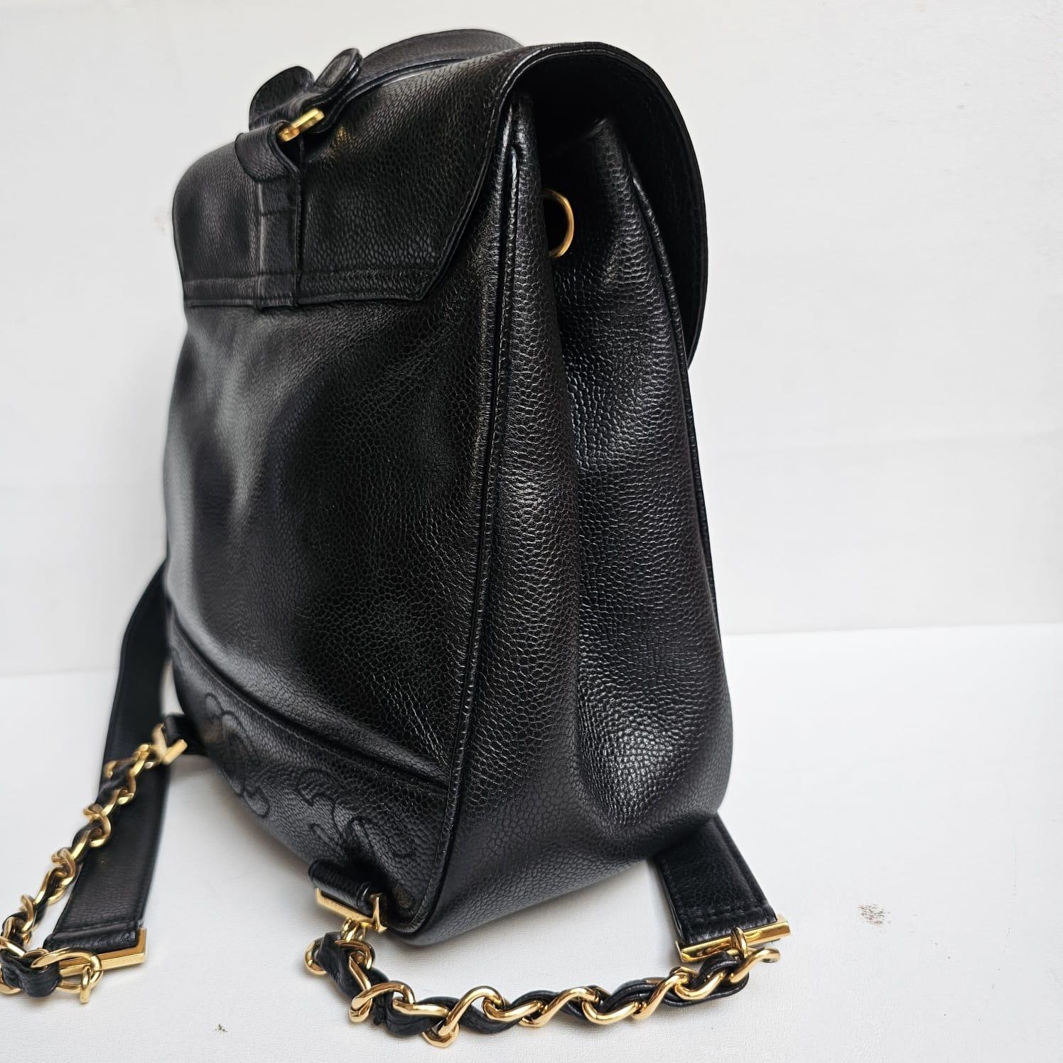 Chanel Vintage Black Caviar Small Backpack 7