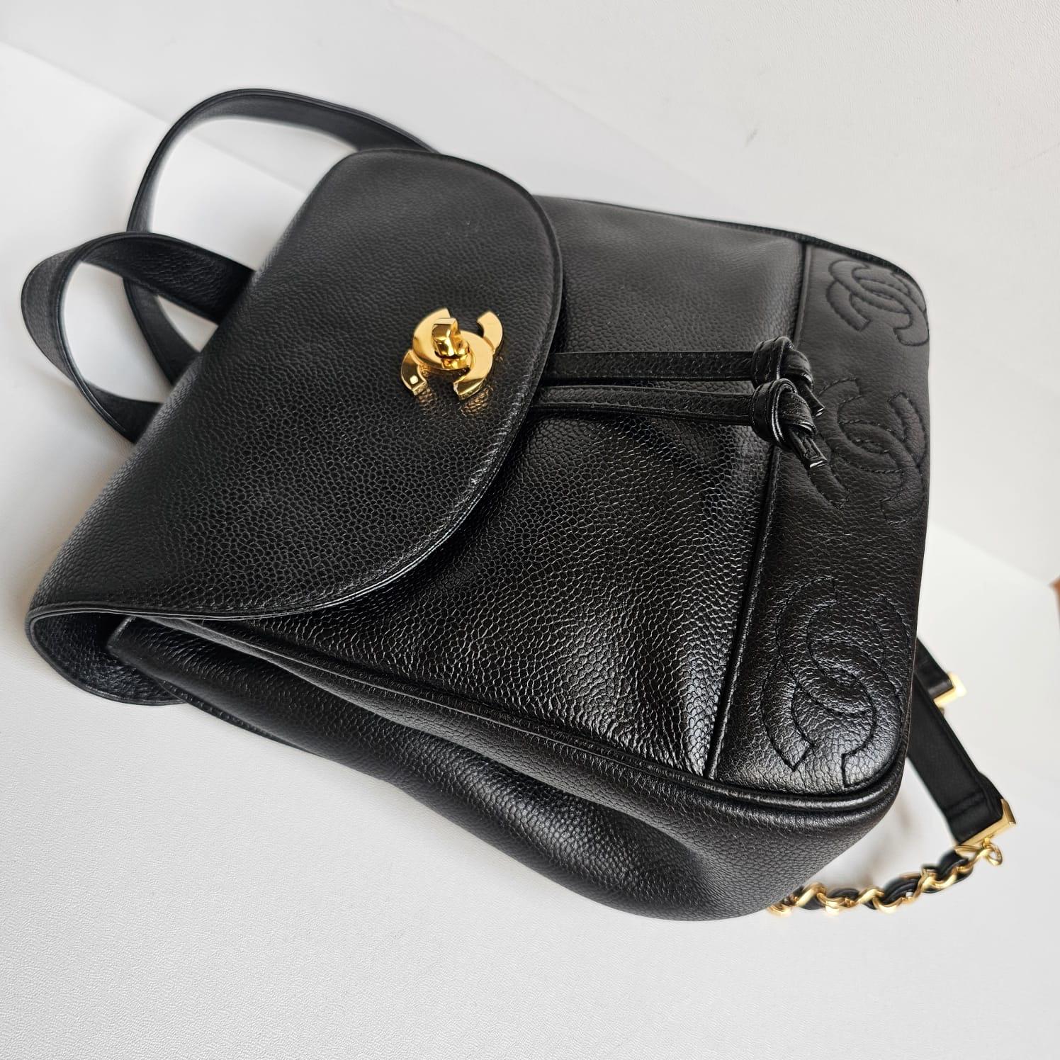 Chanel Vintage Black Caviar Small Backpack 8