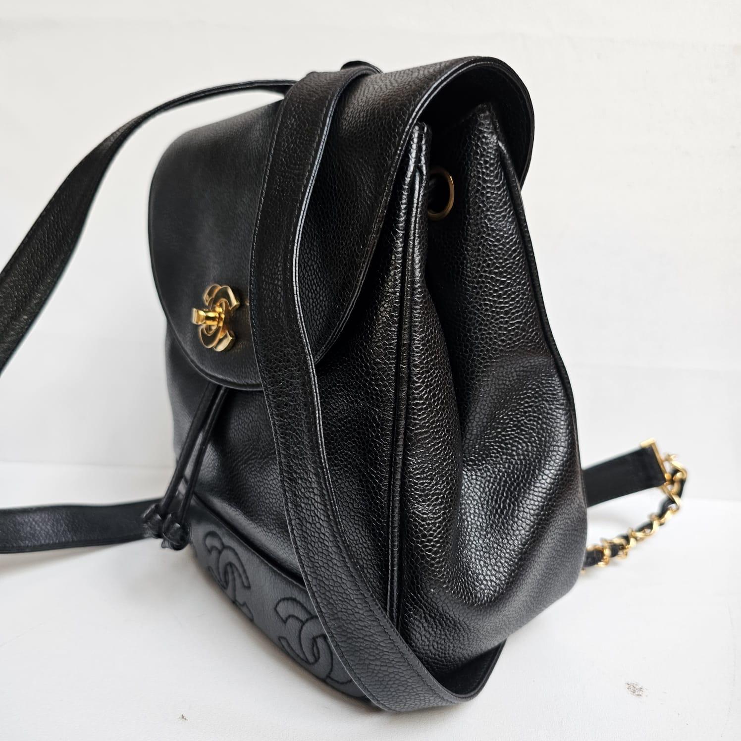 Chanel Vintage Black Caviar Small Backpack 9