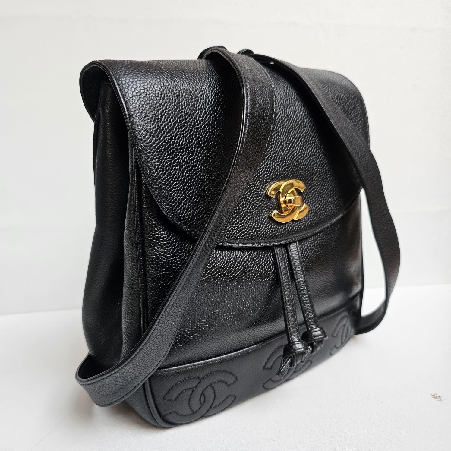 Chanel Vintage Black Caviar Small Backpack For Sale 12