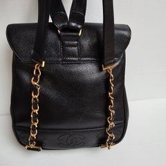 Chanel Vintage Schwarzer kleiner Rucksack in Kaviar