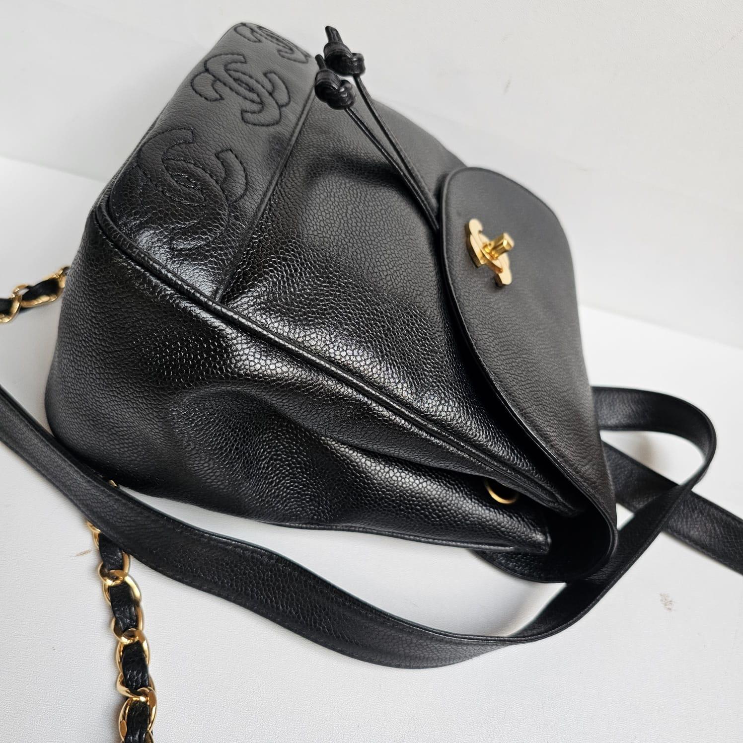 Women's Chanel Vintage Black Caviar Small Backpack For Sale