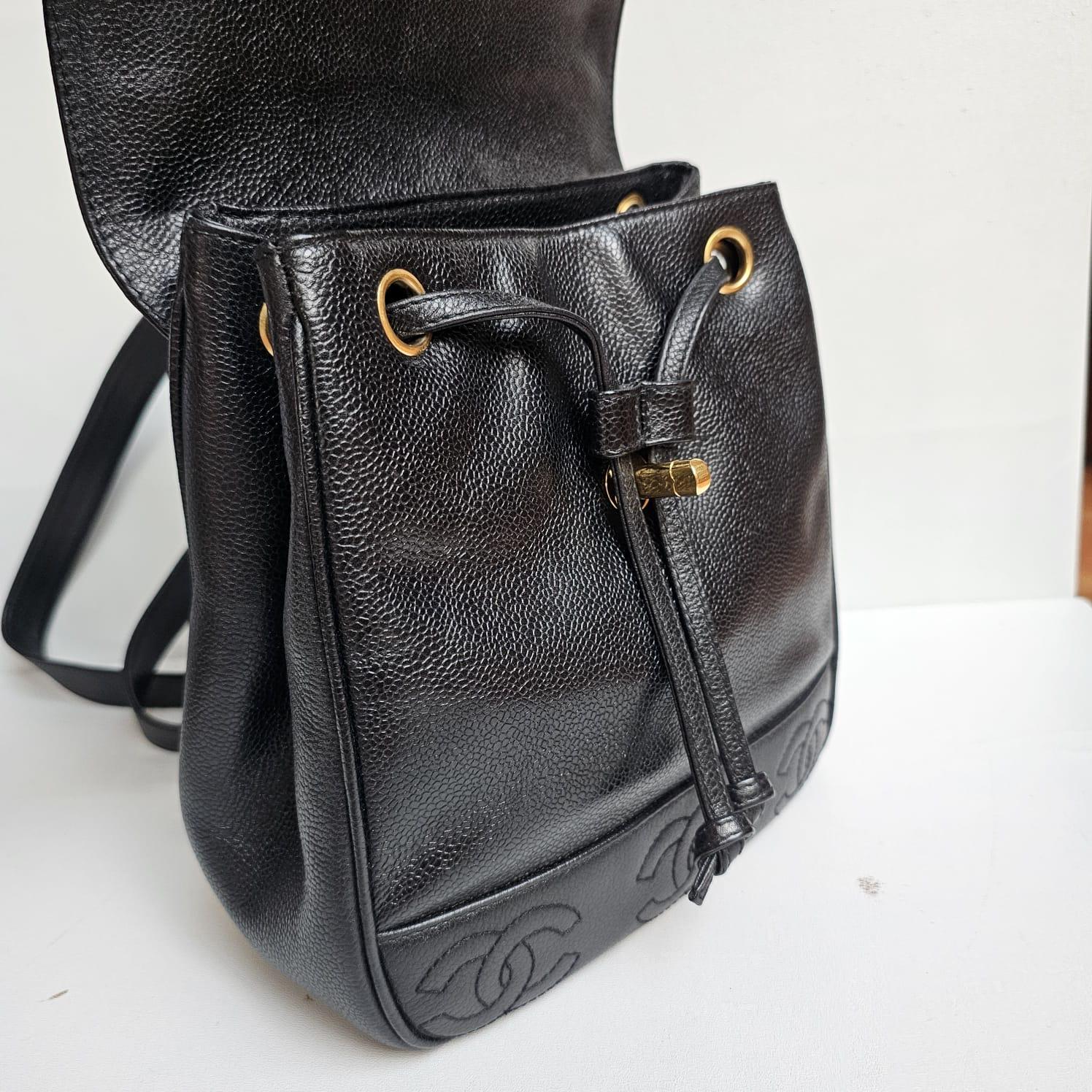 Chanel Vintage Black Caviar Small Backpack For Sale 1