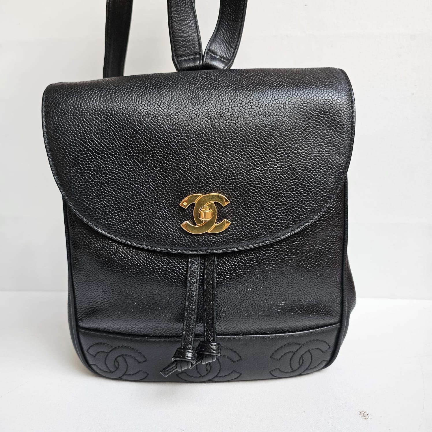 Chanel Vintage Black Caviar Small Backpack 4