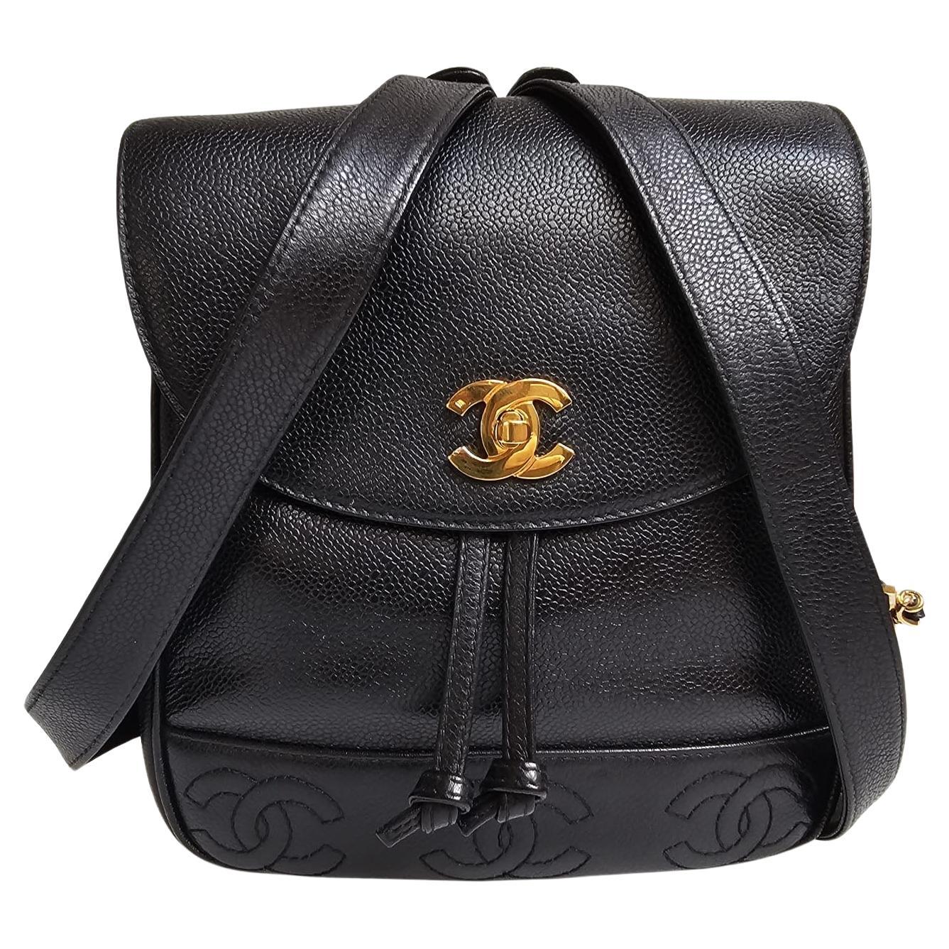 Chanel Vintage Black Caviar Small Backpack For Sale