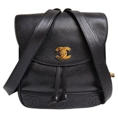 Chanel Vintage Schwarzer kleiner Rucksack in Kaviar