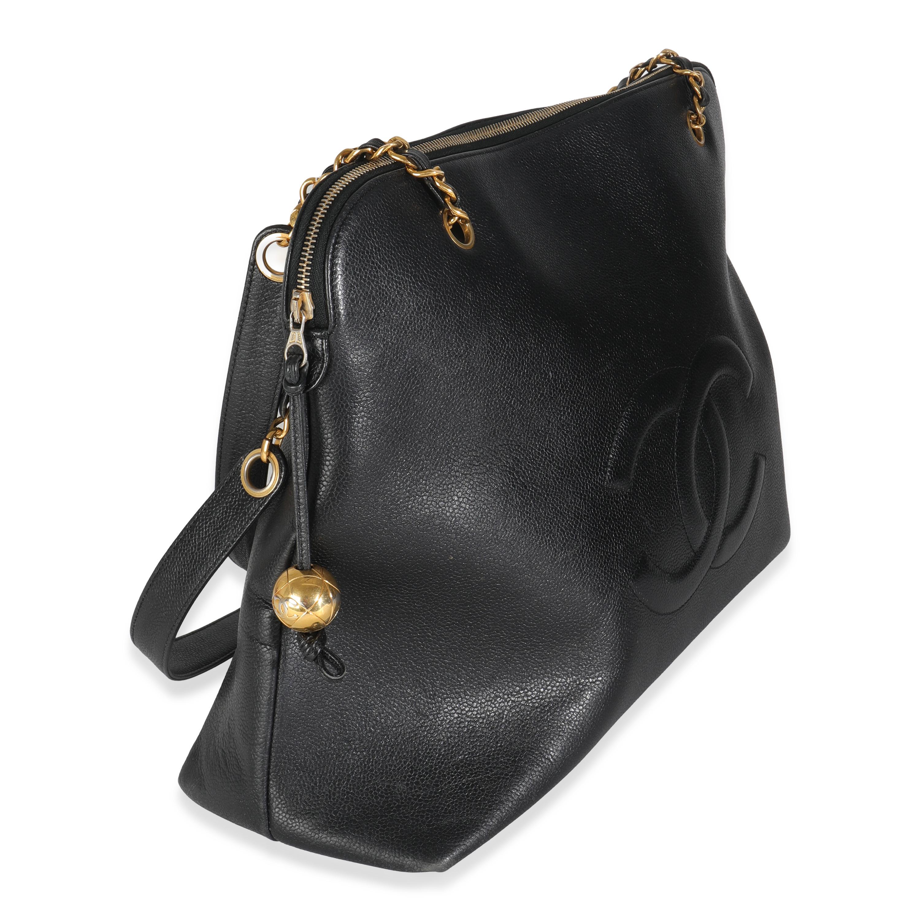 Chanel Vintage Black Caviar Timeless Shopping Tote In Good Condition For Sale In New York, NY