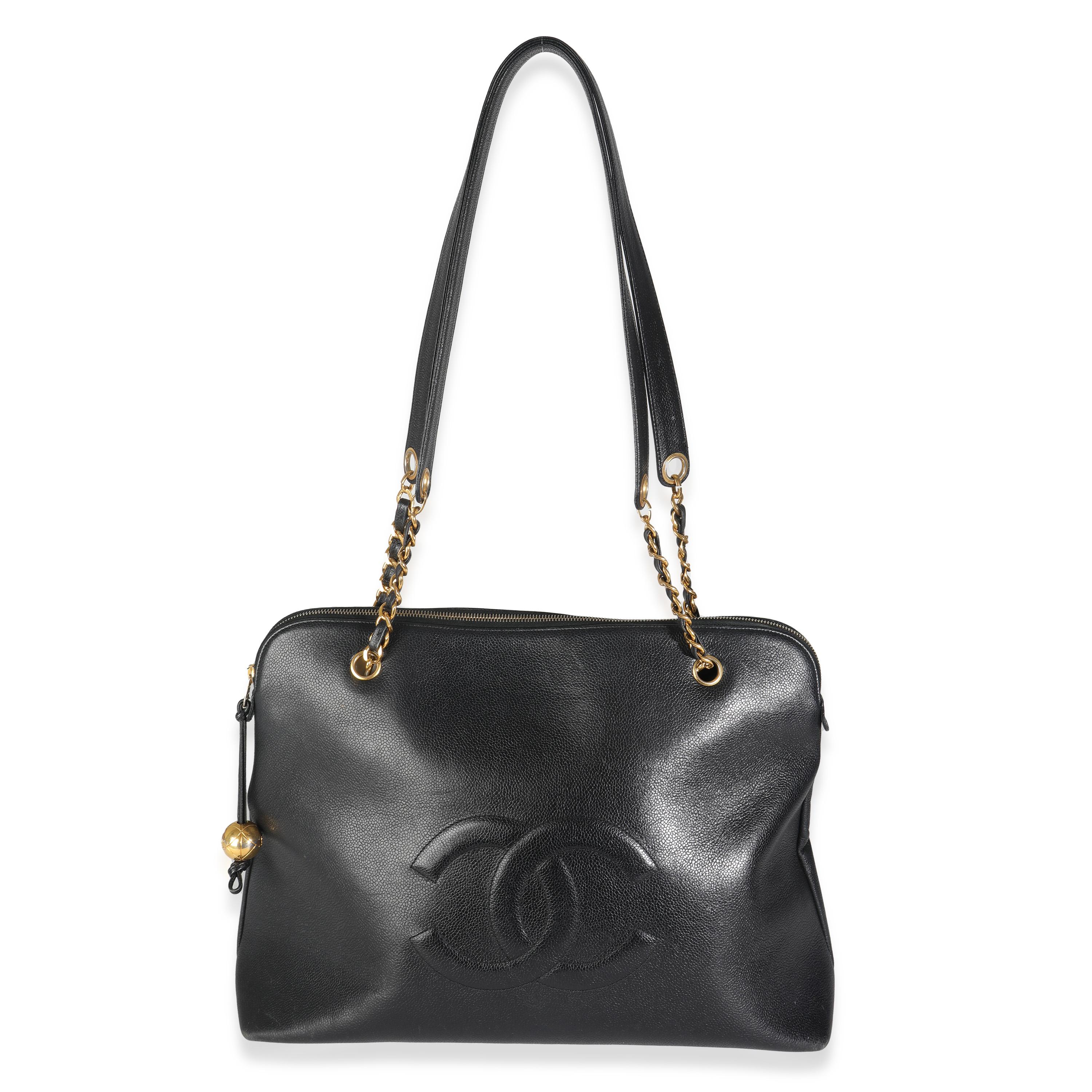 Chanel Vintage Black Caviar Timeless Shopping Tote For Sale 2