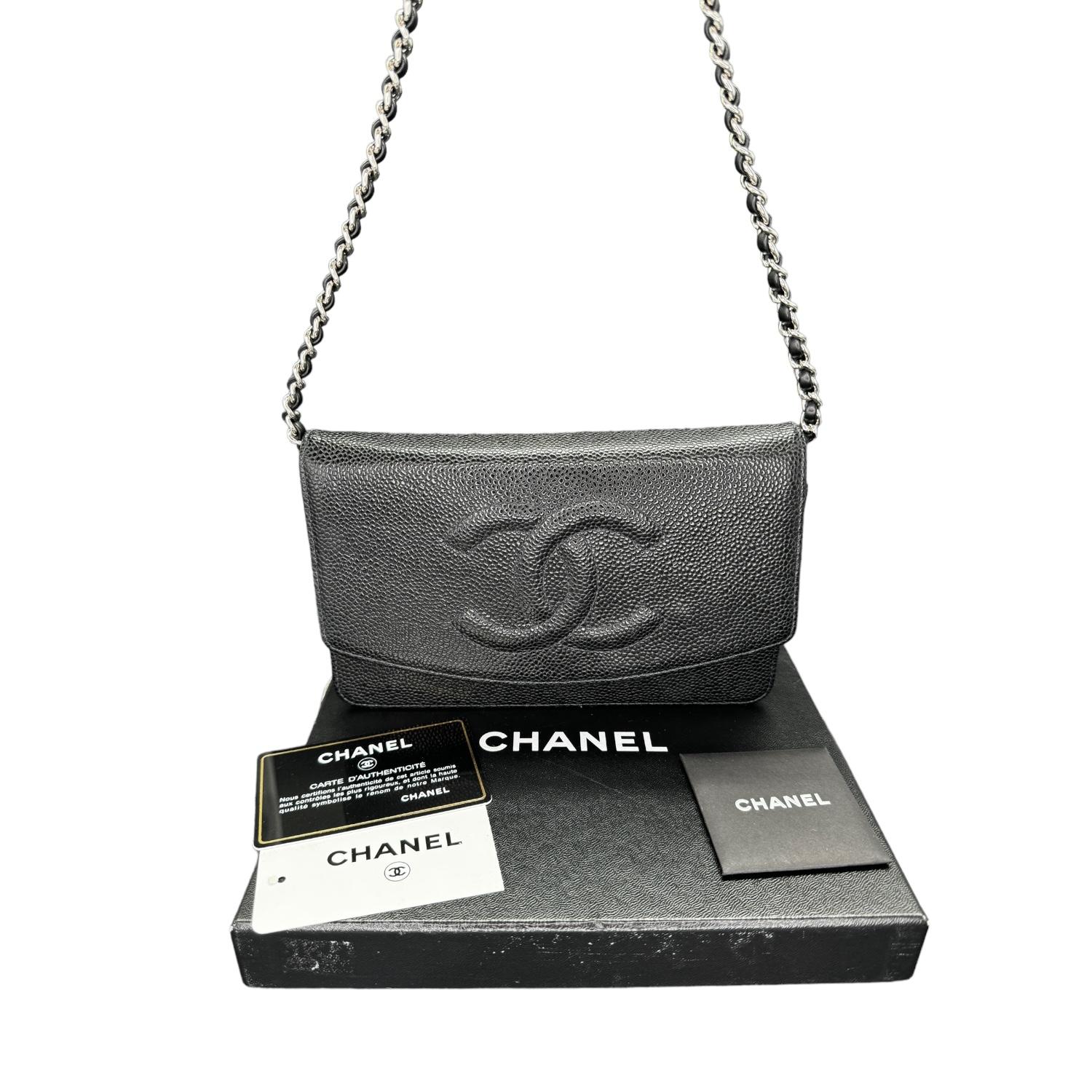 Chanel Vintage Black Caviar Timeless Wallet On Chain WOC 5