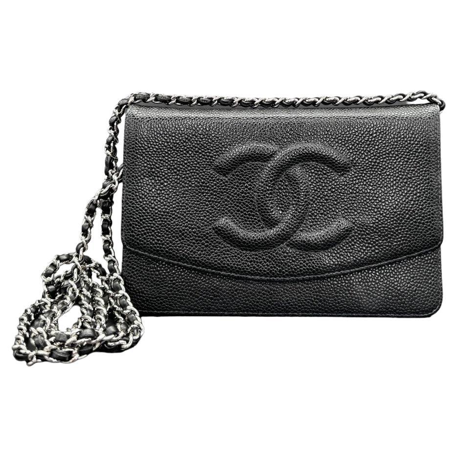 Chanel Vintage Black Caviar Timeless Wallet On Chain WOC