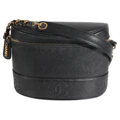 Chanel Vintage Black Caviar Triple CC Crossbody Handbag