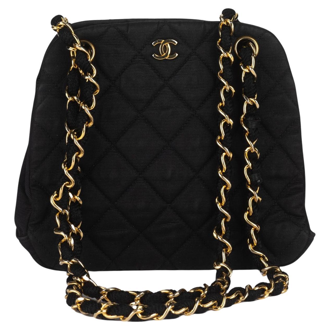 Chanel Vintage Black Chain Shoulder Bag For Sale