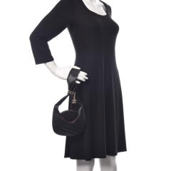 Chanel Vintage Black Chevron Quilted Calfskin Leather Small Chain Evening Tote