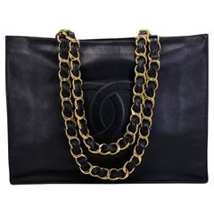 Chanel Vintage Black Chunky Chain Classic Fourre-tout 24k GHW 64872