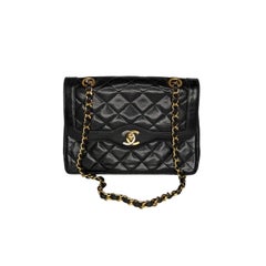 Chanel Vintage Black Coco Paris Double Flap Bag