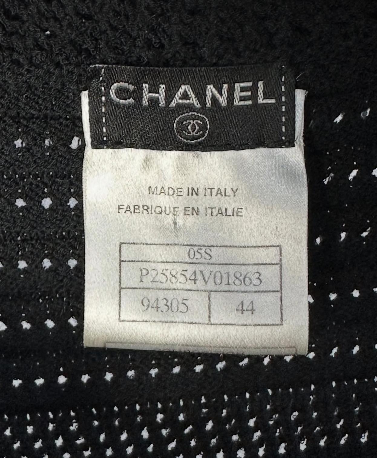 Chanel Vintage Schwarz Baumwolle Strickjacke Sz.44 im Zustand „Gut“ im Angebot in Krakow, PL