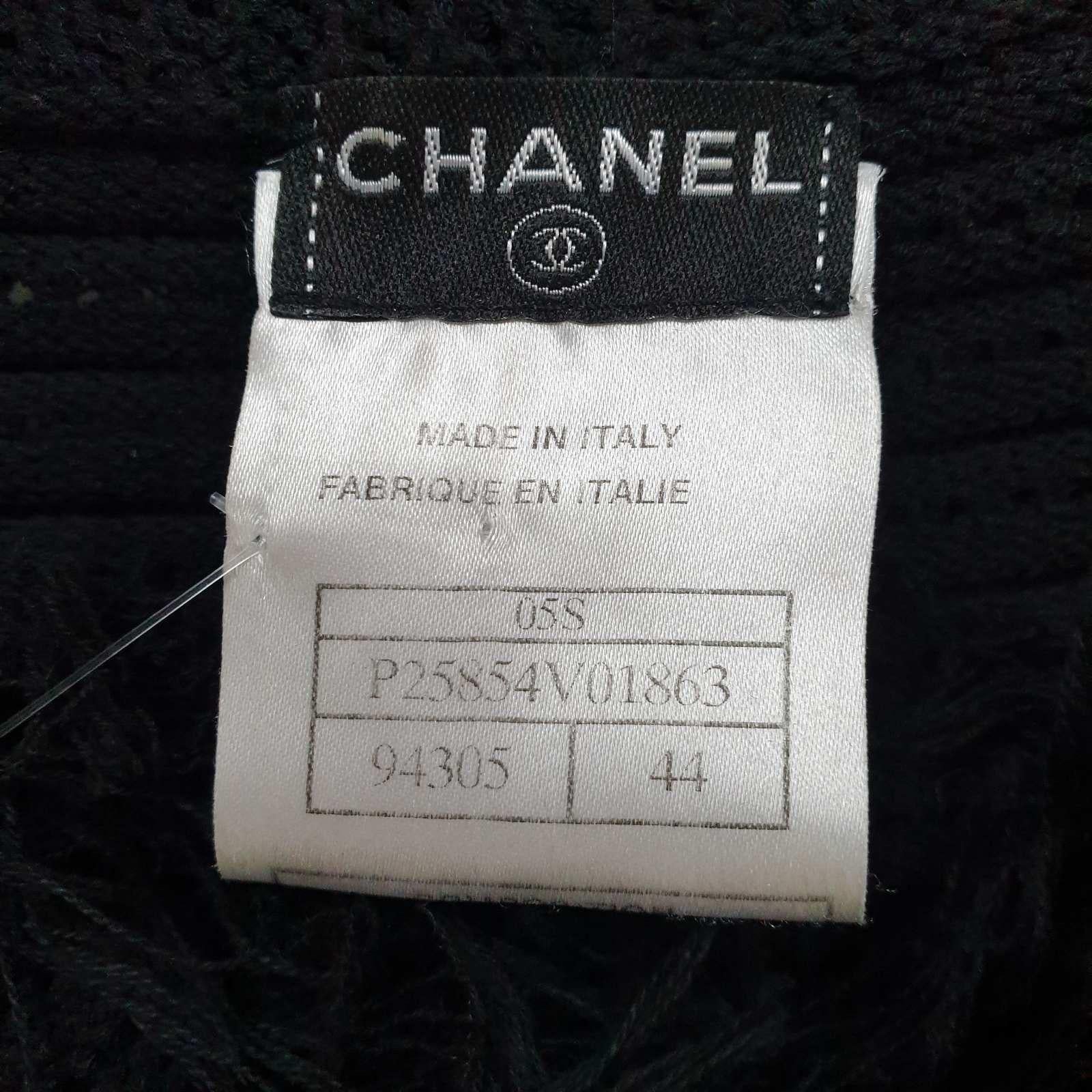 Chanel Vintage Schwarz Baumwolle Strickjacke Sz.44 im Angebot 2