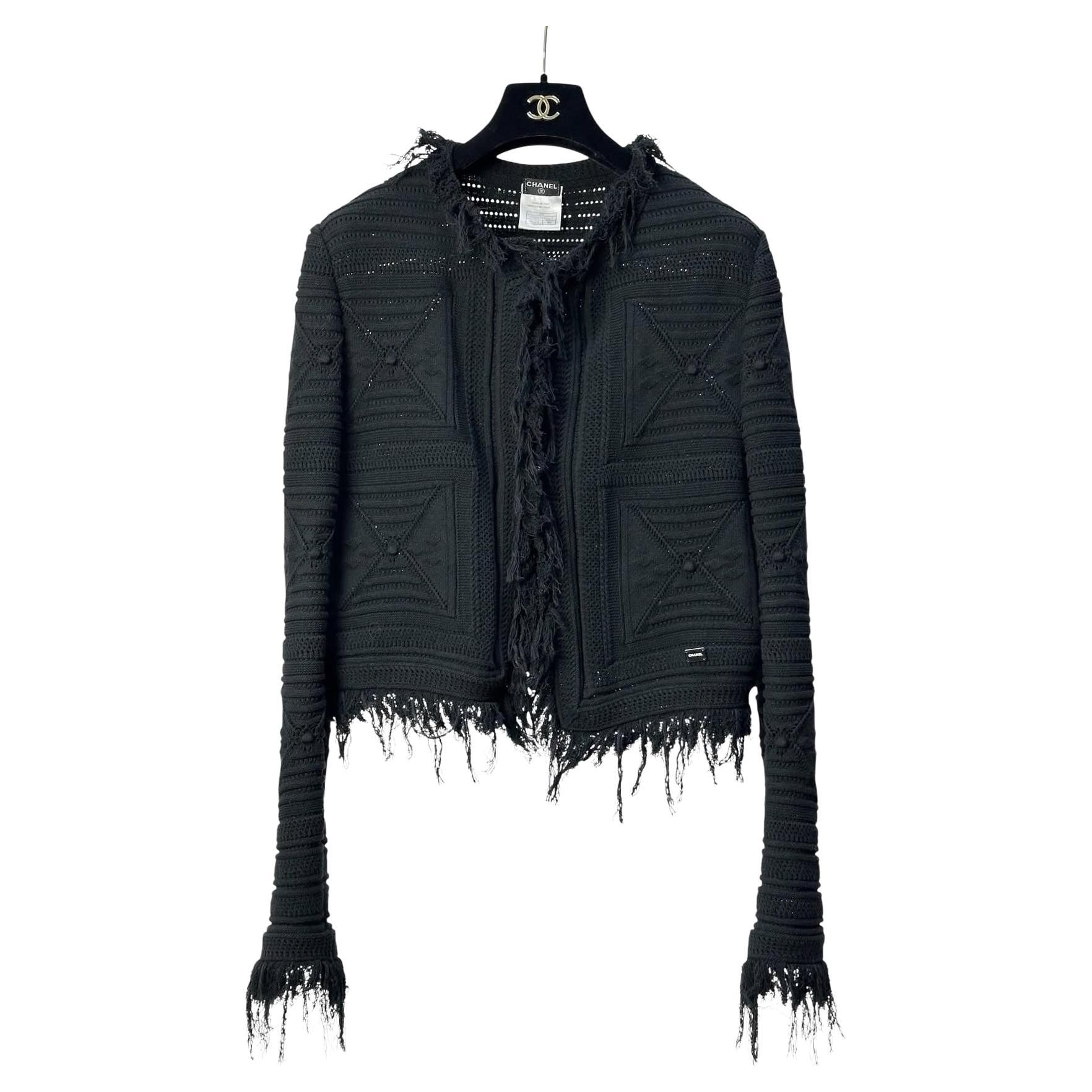 Chanel Vintage Cardigan in cotone nero Sz.44