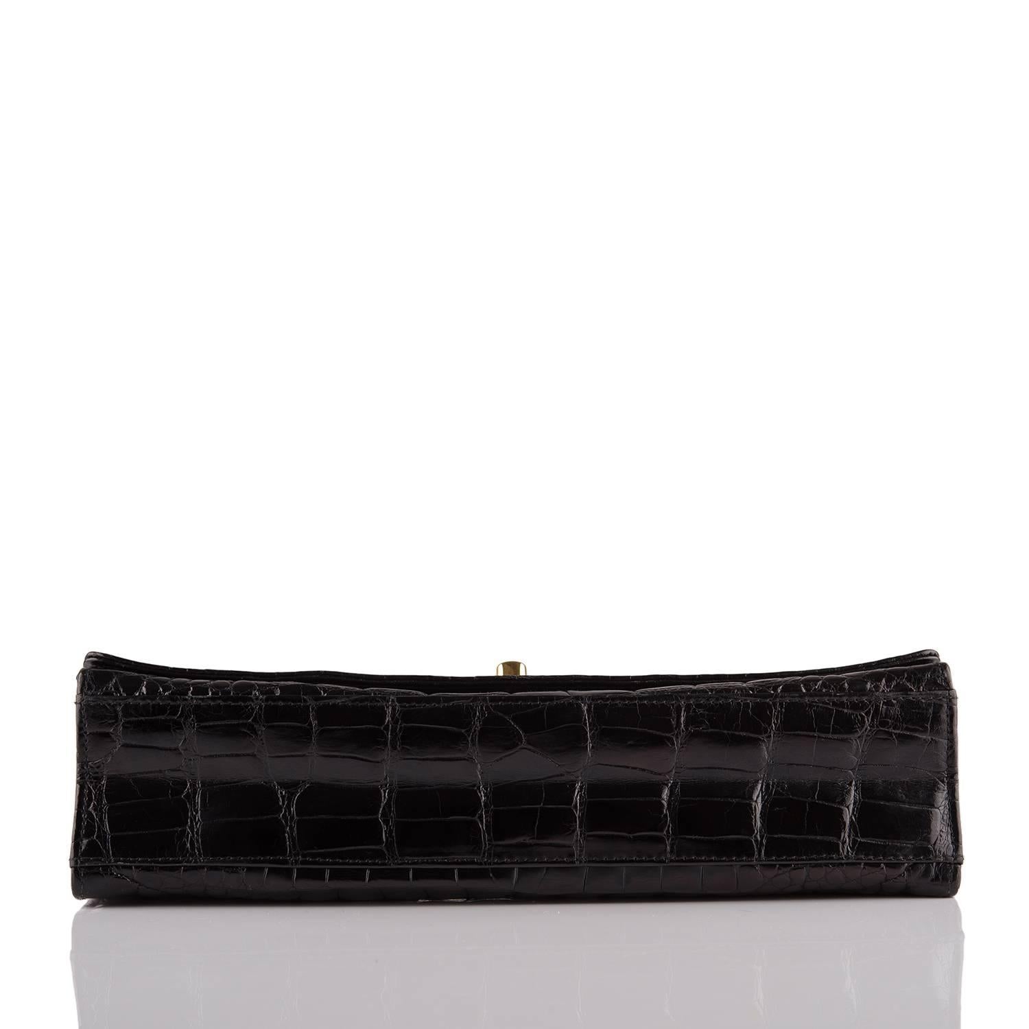 Chanel Vintage Black Crocodile Full Flap Bag For Sale 1