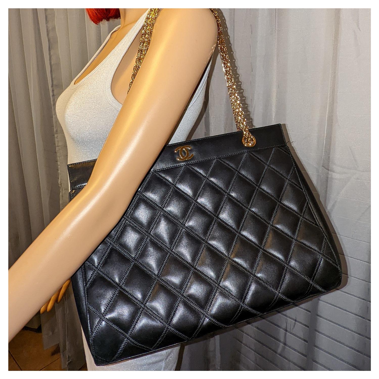 Chanel Vintage Black Diamond Stitch Reissue Chain Tote 4