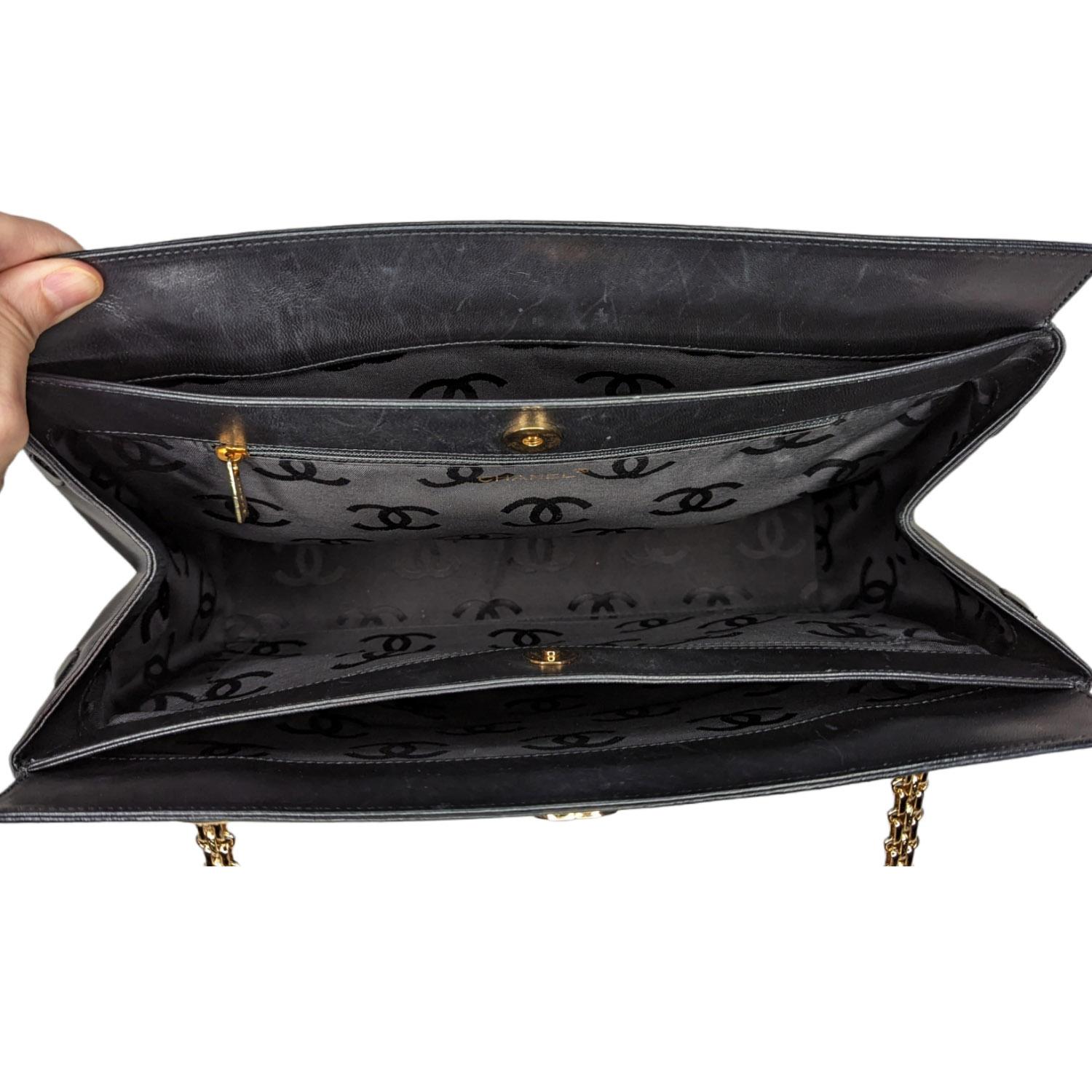 Chanel Vintage Black Diamond Stitch Reissue Chain Tote 1