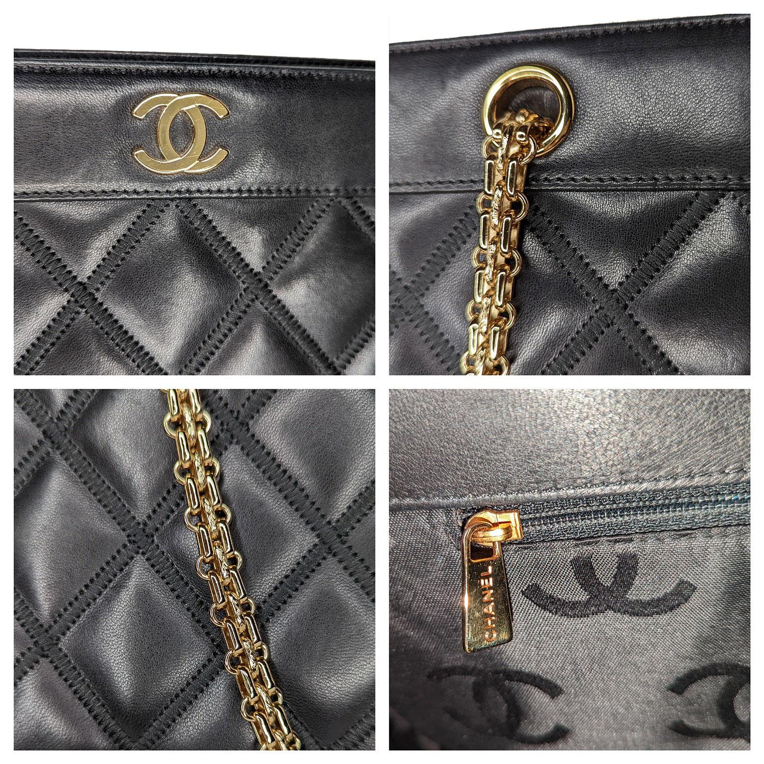 Chanel Vintage Black Diamond Stitch Reissue Chain Tote 3