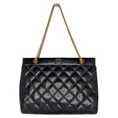 Chanel Vintage Black Diamond Stitch Reissue Chain Tote