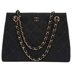 CHANEL Vintage Black Fabric Bag 