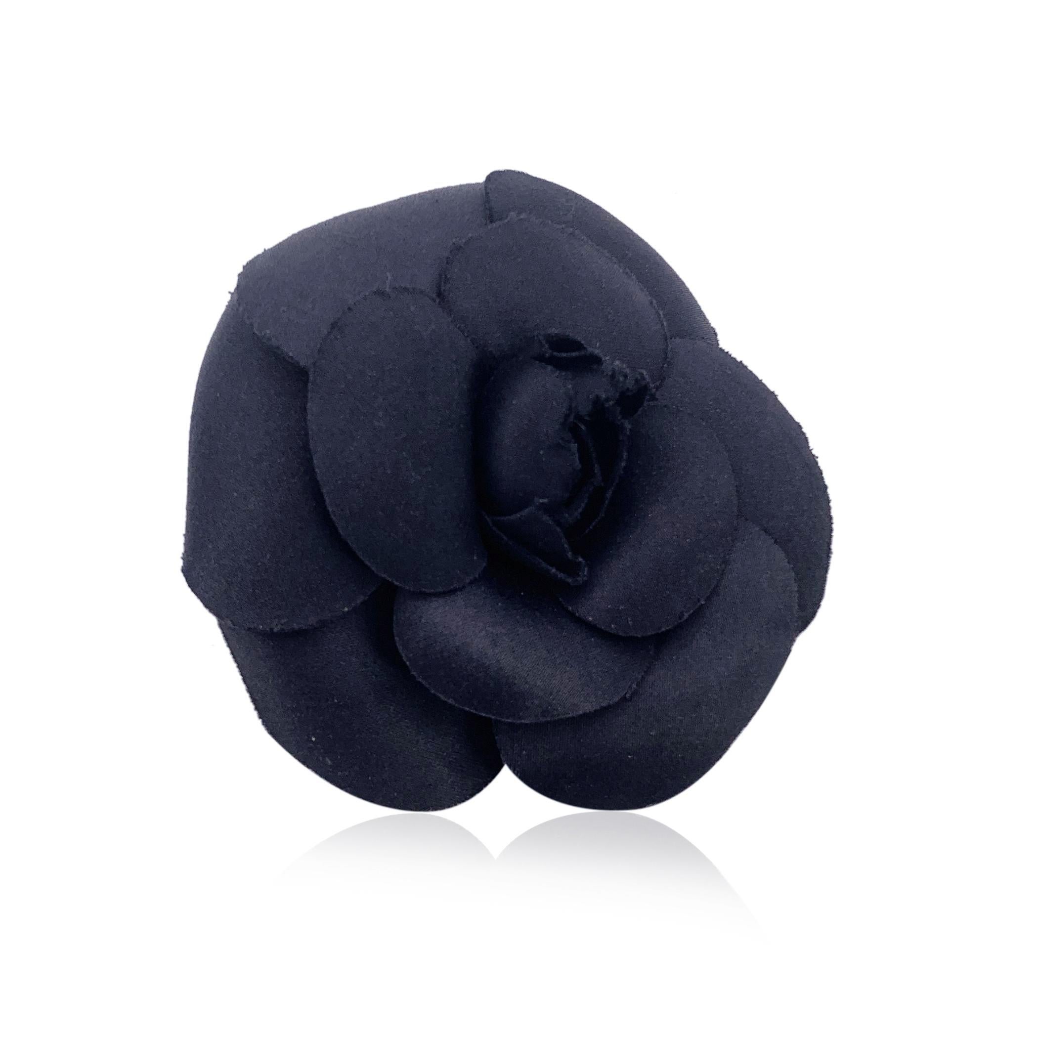 Chanel Vintage Camelia Camellia Flower Pin Brooch. Black petals. Safety pin closure. Measurements: diameter:5 inches - 12.7 cm. 'CHANEL - CC - Made in France' oval tab on the back Condition A - EXCELLENT Gently used.Please check the photos carefully