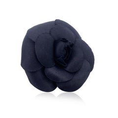 Chanel Vintage Black Flower Brooch Pin Big Camelia Camellia