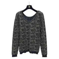 Chanel Vintage Schwarz & Gold Strickpullover - Größe 44