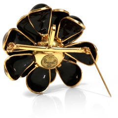 Chanel Vintage Black Gripoix Camellia Flower Pin