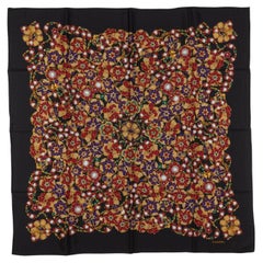 Chanel Vintage Black Gripoix Silk Scarf