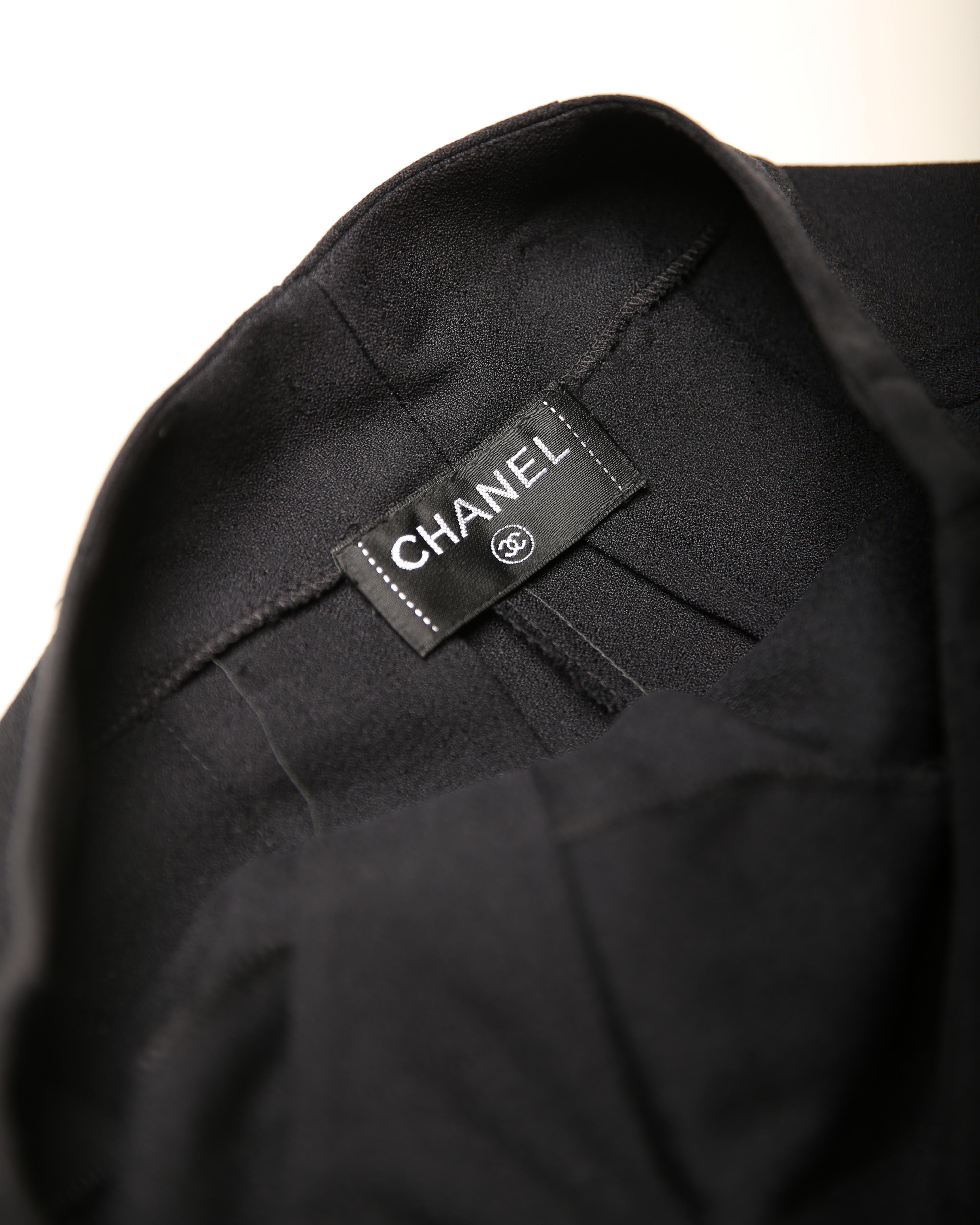 Chanel vintage black high waisted pleated mini skirt shorts dress skort 34 3