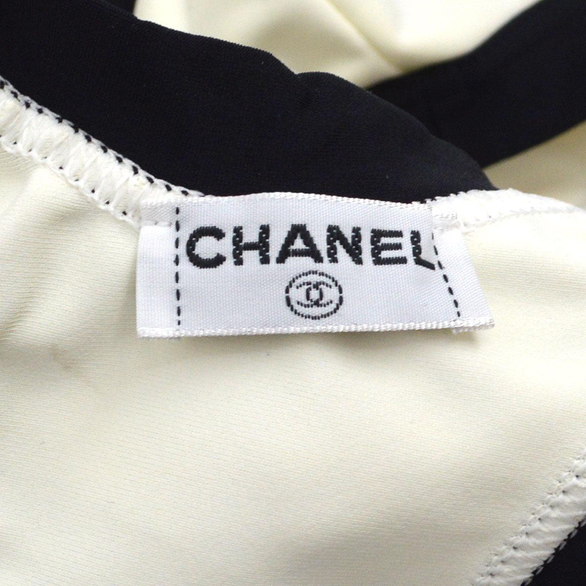 Chanel Vintage Black Ivory CC Two Piece Tank Boy Short Bikini Swimsuit 1