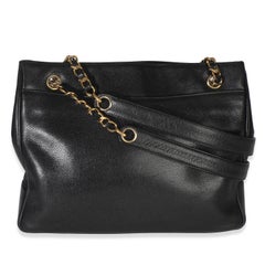 Chanel Vintage Black Jumbo CC Caviar Chain Tote