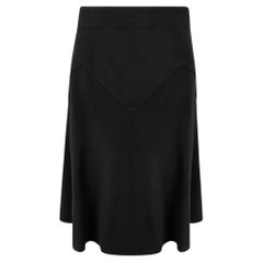 CHANEL Used Black Knee Length Flare Wool Skirt