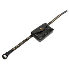 Chanel Vintage Black Lambskin Belt Bag with Gold Hardware