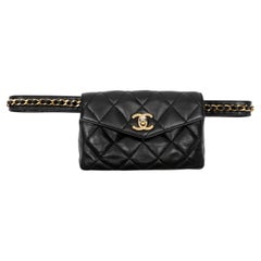 Chanel Vintage Black Lambskin Belt Bag with Gold Hardware