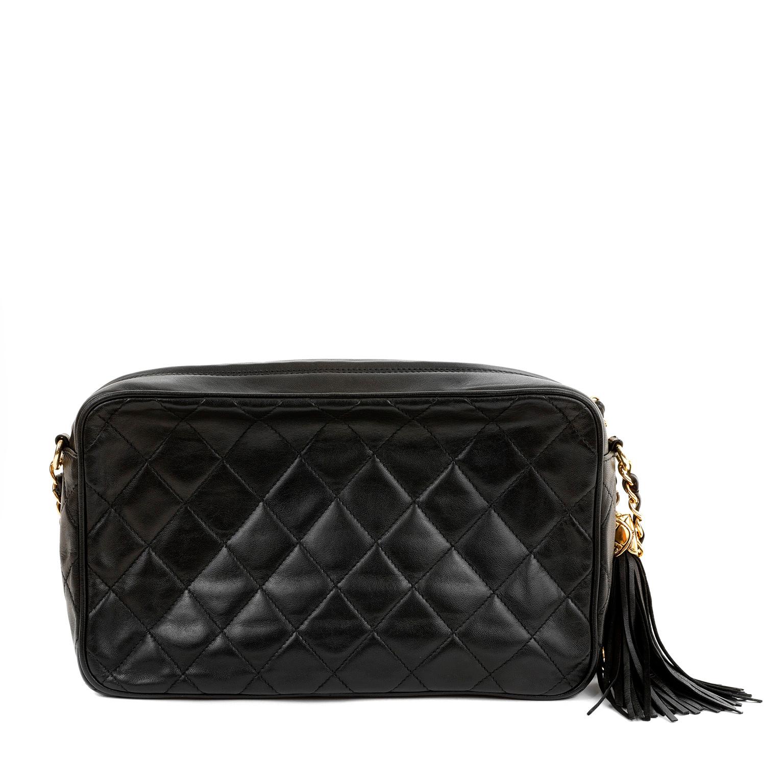Chanel Vintage Black Lambskin Camera bag  In Good Condition In Palm Beach, FL