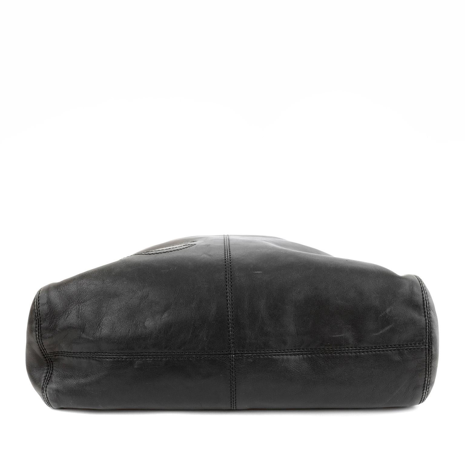 Women's Chanel Vintage Black Lambskin CC Tortoise Handle Hobo
