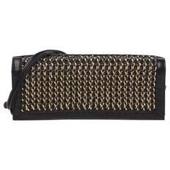 Chanel Vintage Black Lambskin Chain Embellished Clutch Flap Bag
