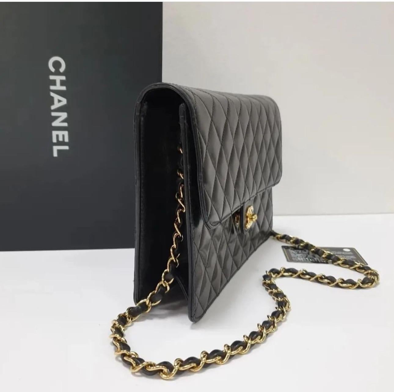 The Chanel Black Lambskin Quilted Classic Flap Bag is the perfect accessory to complete any look! It is a timeless, stylish and sophisticated bag that elevates every look.

This bag is crafted from quilted lambskin leather and is finished with
