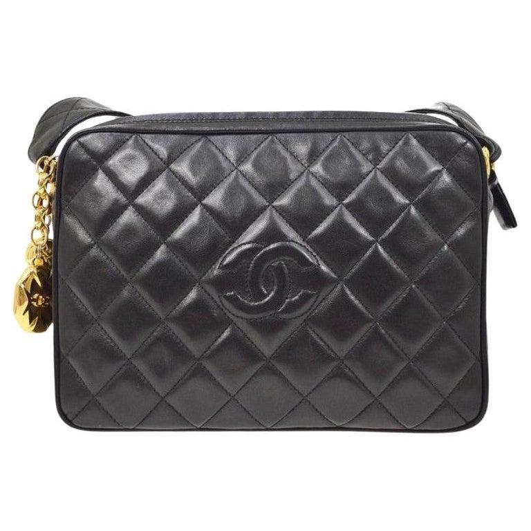 CHANEL Lambskin Quilted Camera Case Black 1275141
