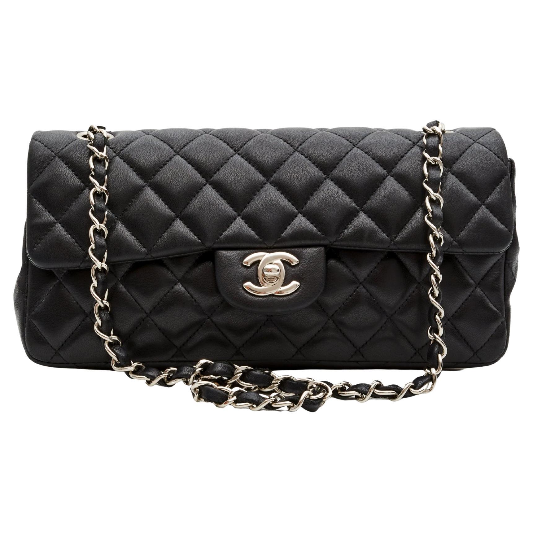 Chanel Vintage Black Lambskin East West Baguette Bag (circa 2009)
