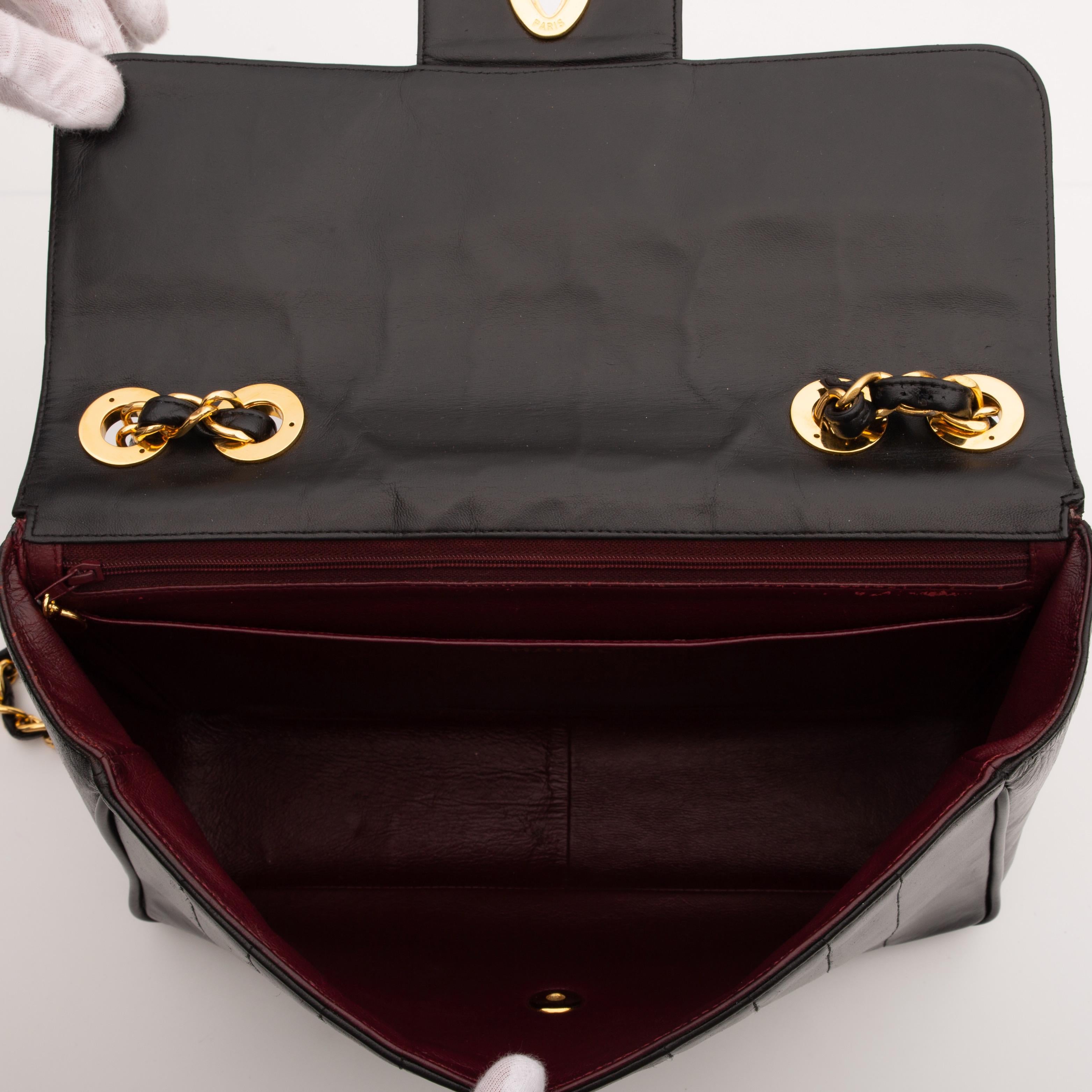 CHANEL Vintage Black Lambskin Jumbo Flap Bag 1