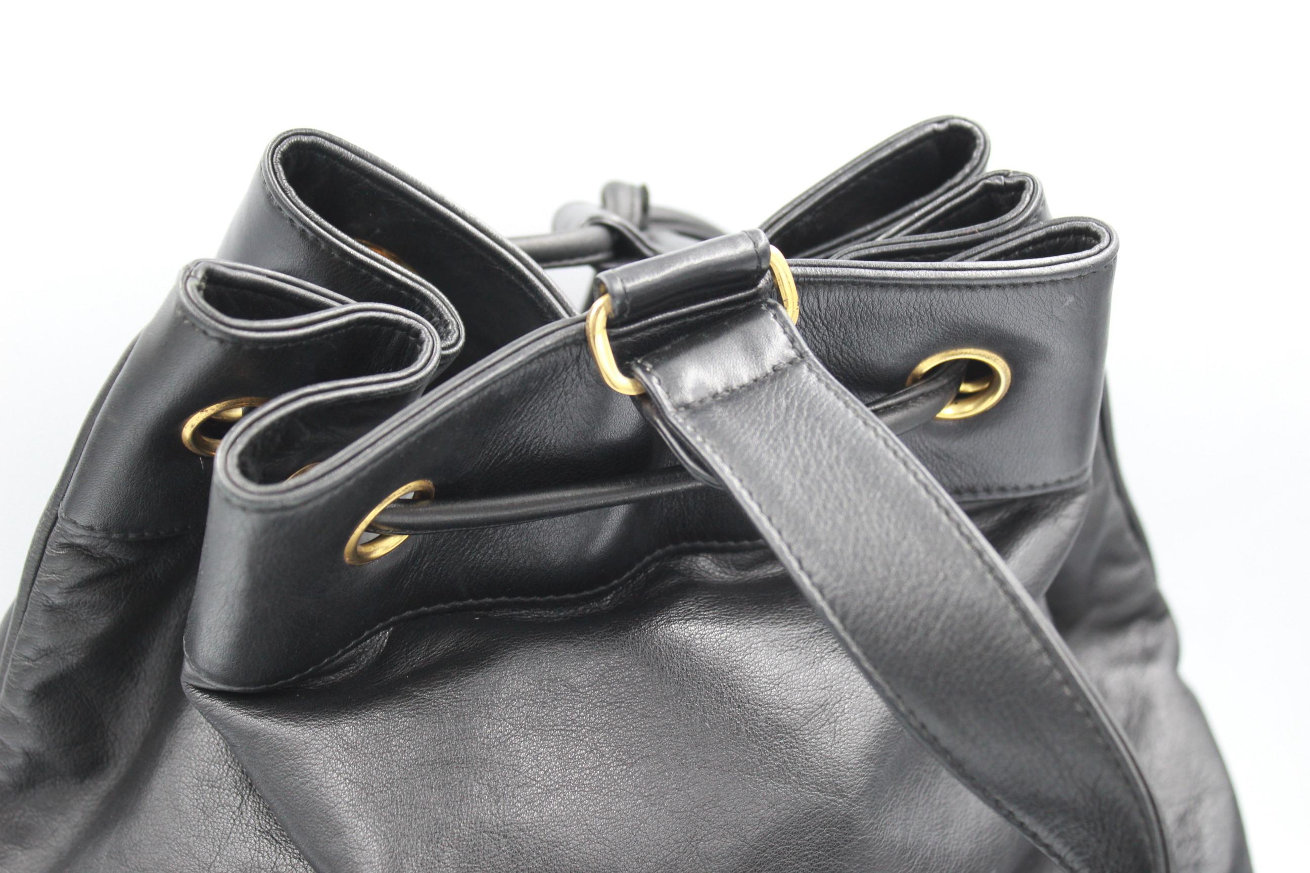Women's or Men's Chanel Vintage Black Lambskin  Leather  Backpack For Sale