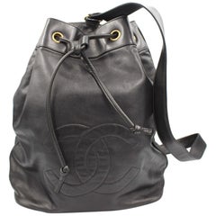 Chanel Vintage Black Lambskin  Leather  Backpack